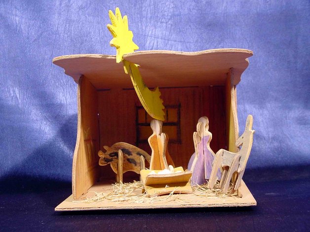 wooden nativity scene