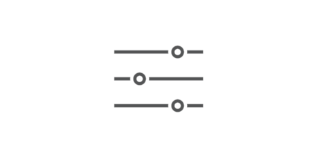 Icon with lines and buttons, signalizes settings