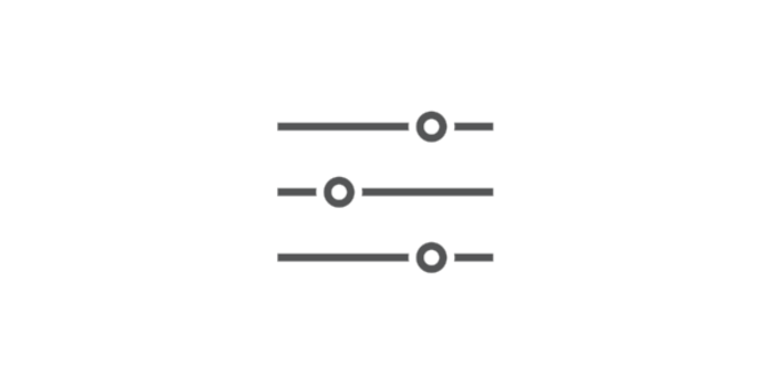 Icon with lines and buttons, signalizes settings